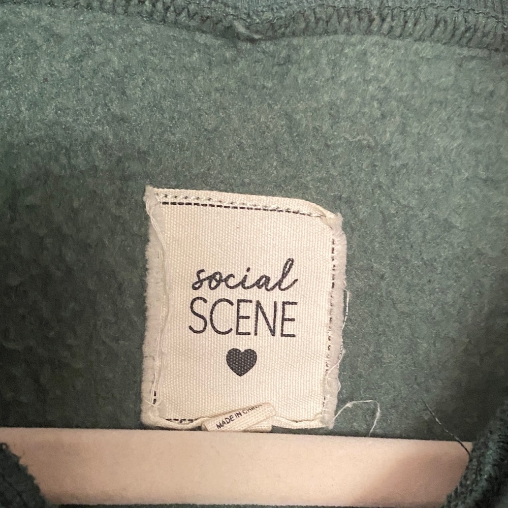 Social Scene Green New York Half-Zip Sweatshirt Retro Style Size Medium - Picture 2 of 5